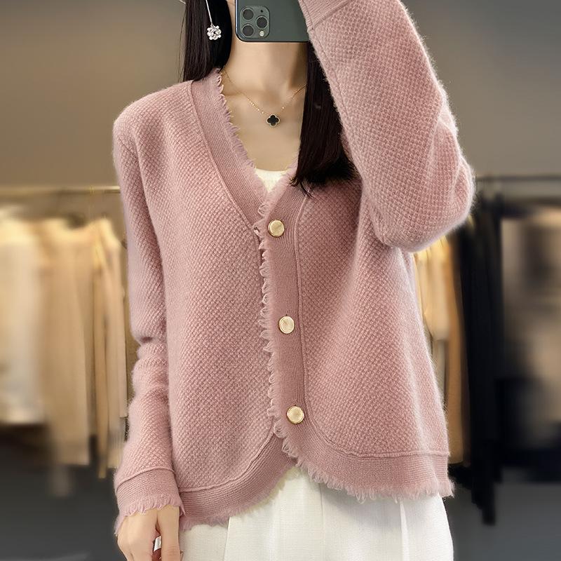 2026 Spring Collection Women's Knit V-Neck Wool Cardigan Coat - Korean Style Sweater