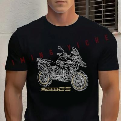 GS 1250 R 1250 GSЧерный Мотоцикл Хлопковая Мото Футболка Модная Повседневная Летняя Для Путешествий И Спорта