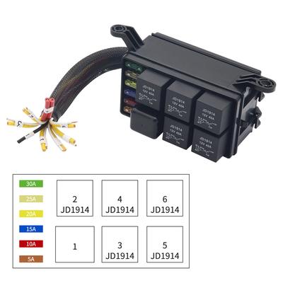 12V Релейный блок 6 слотов Универсальный блок реле и предохранителей Блок реле с 4-контактным 40А 6-позиционным блоком предохранителей ATC/ATO для автомобиля Грузовика Прицепа