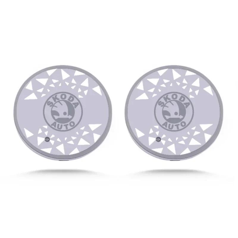 Car LED Water Coaster Cup Anti-Slip Mat Luminous Drink Holder Lamp for Skoda Octavia A5 A7 Fabia Superb Kamiq Rapid Yeti Kodiak