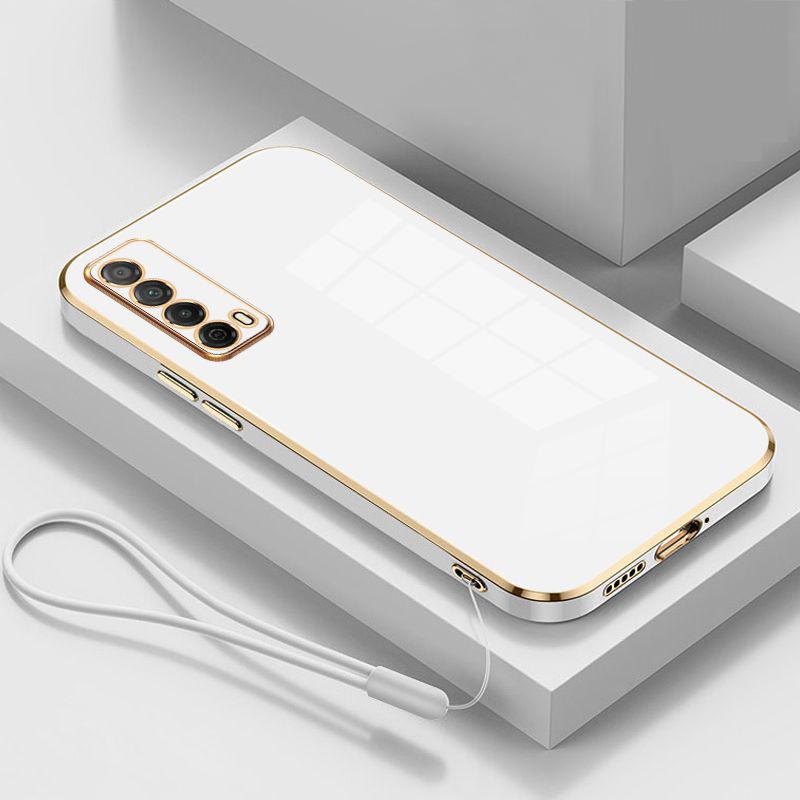 Для Huawei Y7A Чехол Роскошный Квадратный Гальванизированный Huawei P Smart 2021 Чехол для Телефона Ударопрочный Силиконовый Чехол на Заднюю Панель Fundas