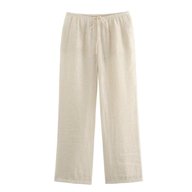 Fashion Style 2024 Summer New Women's Clothing Translucent Vertical Lapel Long Sleeves Short Shirt Pants 3152101