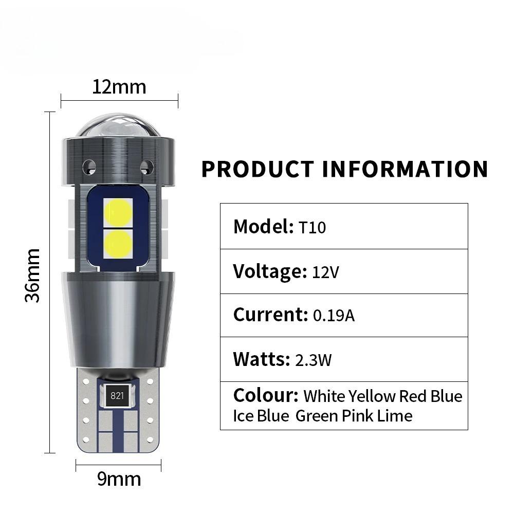 2 шт. Светодиодная лампа T10 W5W Супер яркая 3030 10SMD Canbus Автомобильная лампа для салона, приборной панели, карты, купола, парковки, Автомобильная сигнальная лампа 6000K