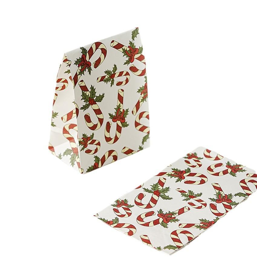 5Pcs Christmas Gift White Kraft Paper Gift Bags Christmas Tree Snowman Elk Festive Atmosphere Cookie Candy Packaging Bags