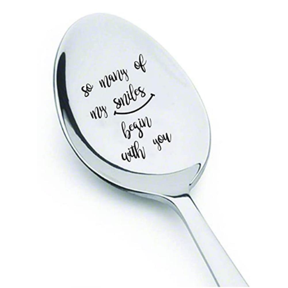Engraved Design Key of Love Spoon Personalized Text Love Letter Spoon Romantic Gift