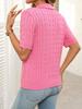 2025 Летний женский свитер с коротким рукавом, воротником-лацканами и V-образным вырезом, вязаный свитер с косами, повседневный шикарный трикотажный топ для повседневной и офисной одежды
