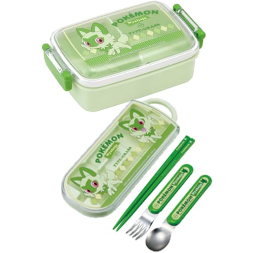 Skater Children's Cutlery Set, Lunch Box, Chopsticks, Spoon, Fork, Made In Japan, Sliding Cutlery, Name Stickers Included, Antibacterial, Pok?mon Trio