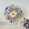 Pressed Flower Flower Clock Flower Circle Wall Clock Table Clock Handmade Gift Cute Box 15cm (Lavender)