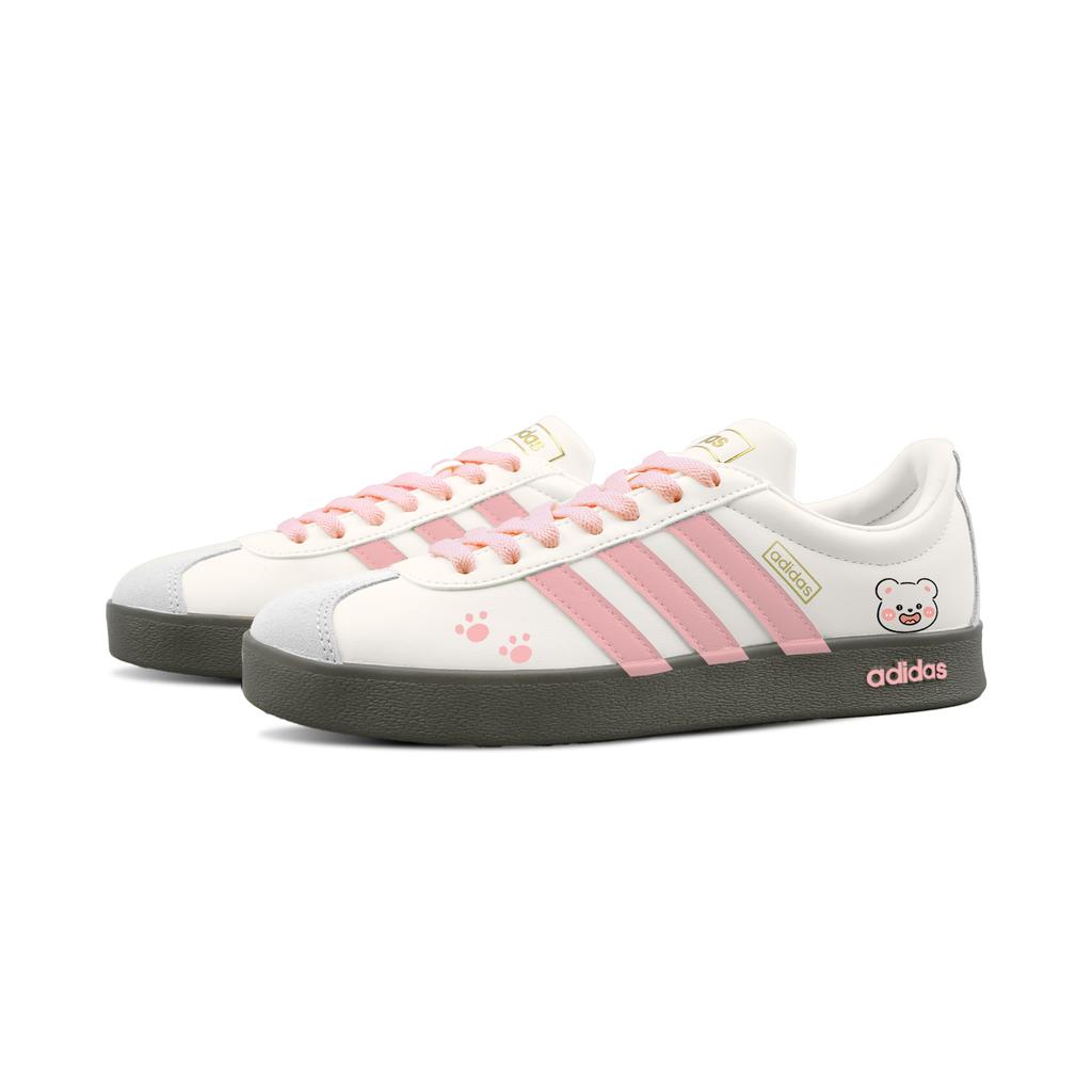 Adidas VL COURT 2.0 Pink Cute Teddiursa Low top German Army Trainers Unisex Beige Pink JI0497(Team1156-)