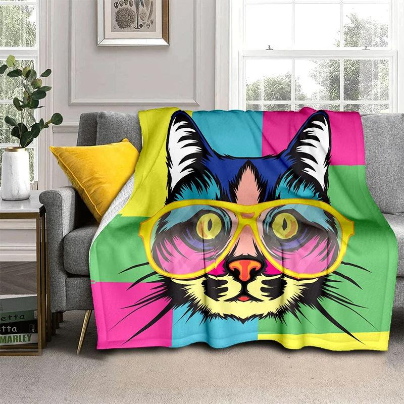 Cartoon Cat Flannel Comfortable Warm Blanket Children'S Gift Fluffy Soft Blanket Sofa Nap Portable Blanket