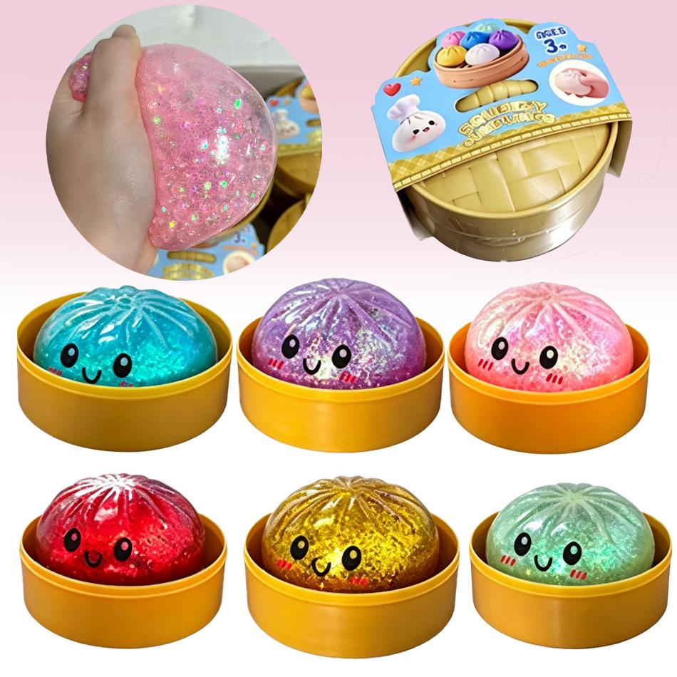 Новый разноцветный блестящий пельмень Squishy с коробкой, сенсорная игрушка-сквиши в виде пельменей для снятия стресса, игрушки, подарки