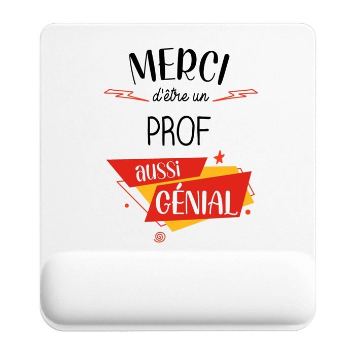 Tapis de souris - PLANETEE - Merci Prof Génial - 22x18 cm - Surface lisse antidérapante - Ép. 3 mm