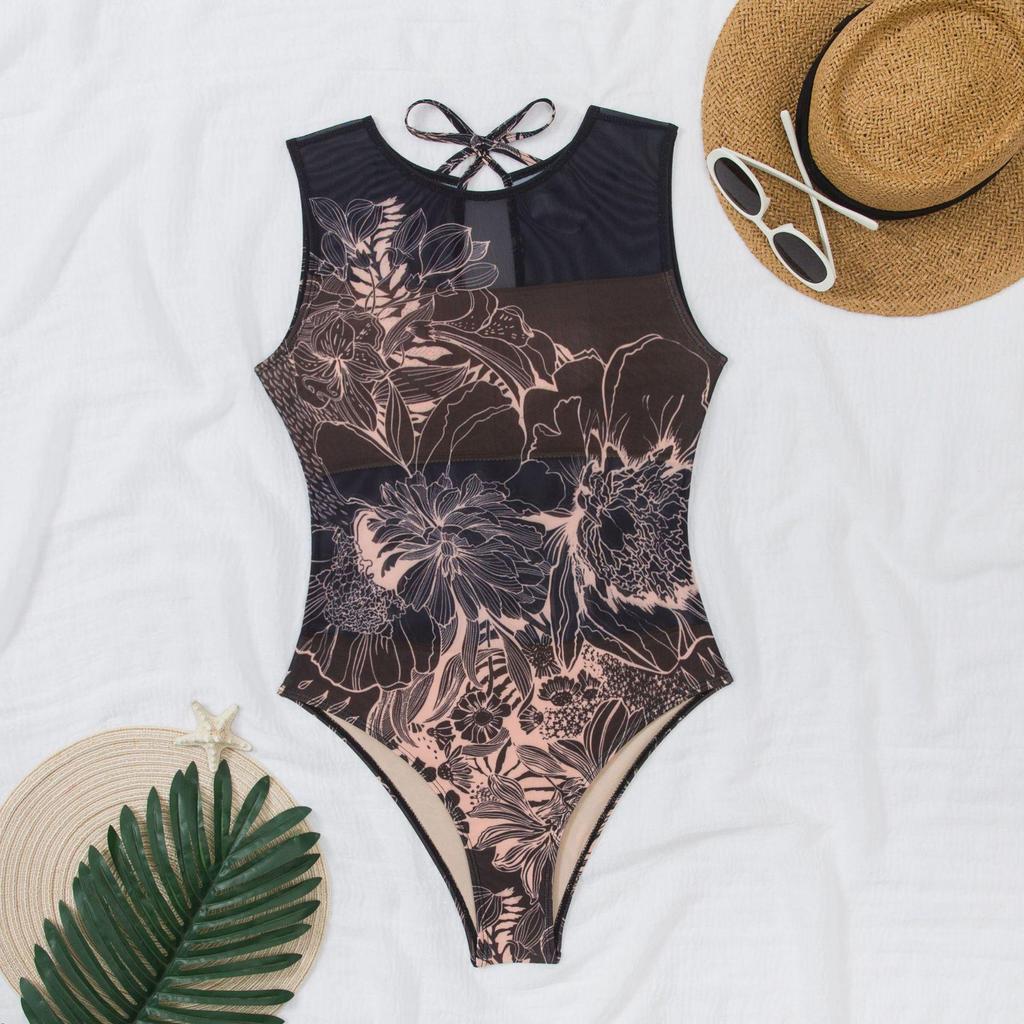 Женский многоцветный сетчатый купальник с длинным рукавом для защиты от солнца