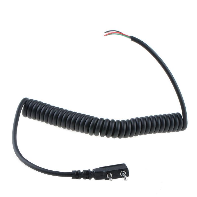 DIY 4-Wire Microphone Cable 2pins K Plug PTT Mic Speaker Spring Cable for Baofeng UV-82 UV-5R For Kenwood TK370 Walkie Talkie