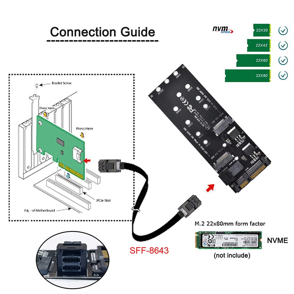 Комплект NFHK U2 NGFF to HD Mini SAS NVME PCIe SSD SATA адаптер для материнской платы SFF-8643 - M-Key