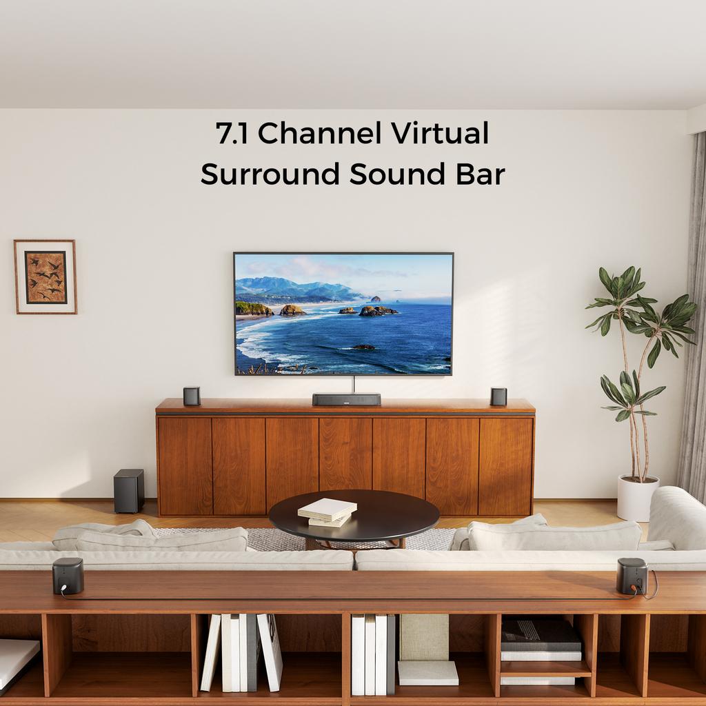 Ultimea 7.1Ch Soundbar System for Tv with 4 Surround Sound Speakers, App-Controlled Virtual Surround Sound