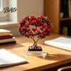 Realistic Rose Ornament Acrylic Ornament, 2D Flat Flower Decoration with Base, Table Centerpiece Romantic Desktop Decor for Home Shelf Cabinet