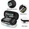 Pencil Pouch Organized Storage Zipper Closure 300D Polyester with Main Compartment Mesh Pocket and Pen Slots for Students
