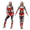 Women Funny Christmas Bell Accessories Digital Print Onesie Halloween Cosplay Costume Tights Stage Performance Suit
