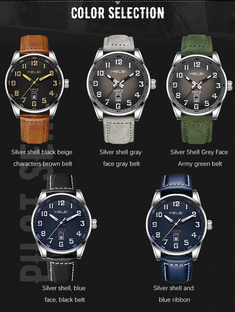 HELEI Men Watch Top Brand Luxury Military Army Waterproof Sport Male Clock Auto Date Quartz Business Original Wristwatch 9016J