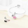 925 Silver Pink Ballet Shoes Ballet Set Charms Fit Original Charm Bead Pendent Dangle Bracelet DIY Women Jewelry Gift