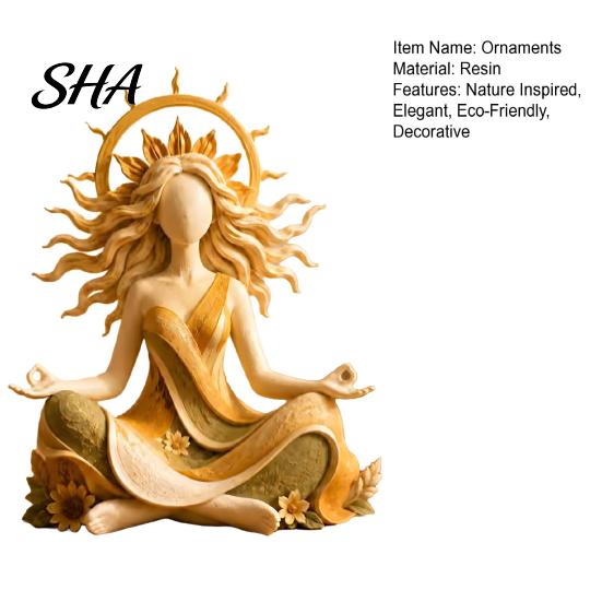 Mindfulness Gifts for Women Meditating Sun Goddess Resin Statue, Yoga Spiritual Figurine, Boho Soulful Healing Space Decor Zen Style Desktop