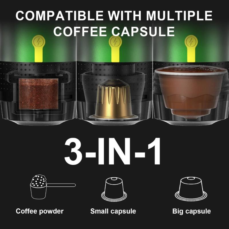 Multi functional Portable Electric 3in1 Capsule Powder Travel Coffee Maker Coffee Machine Italian Espresso Machine for Car Home