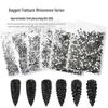 1440 Pcs No-Fall-Off Black Round Glass Rhinestones for Nail Art - Aurora Silver Base Glitter Nail Decorations