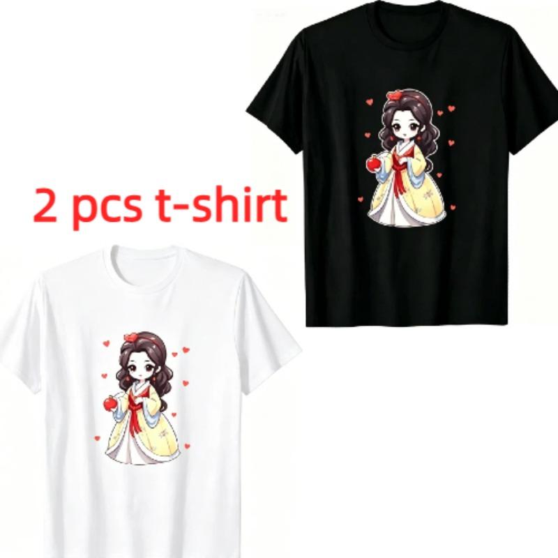 Fun Anime Cartoon Girl Print Kids T-Shirts Summer Fashion Street Outdoor Casual T-shirt Tops for Boy and Girl's Tees Top