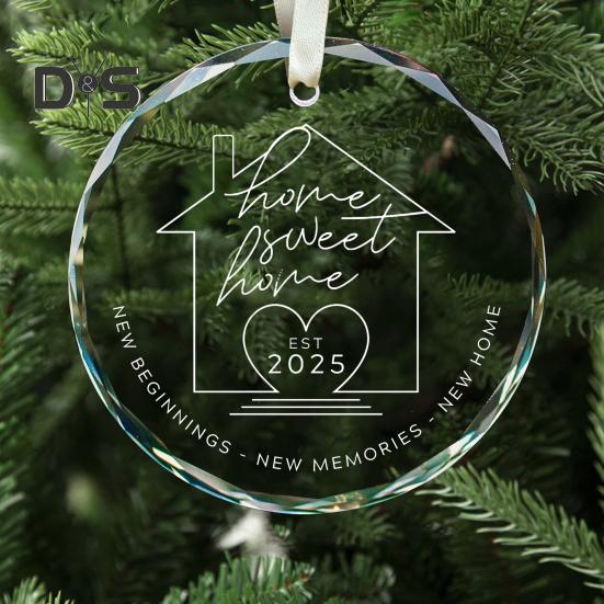 Transparent Glass Hanging Decoration 2025 New Home New Beginnings Engaged Grandparents Wall Hanging Ornament Pendant Housewarming Gift