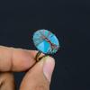 Tree Of Life Aqua Chalcedony Gemstone Copper Wire Wrapped Handmade Jewelry Ring For Gift All Size