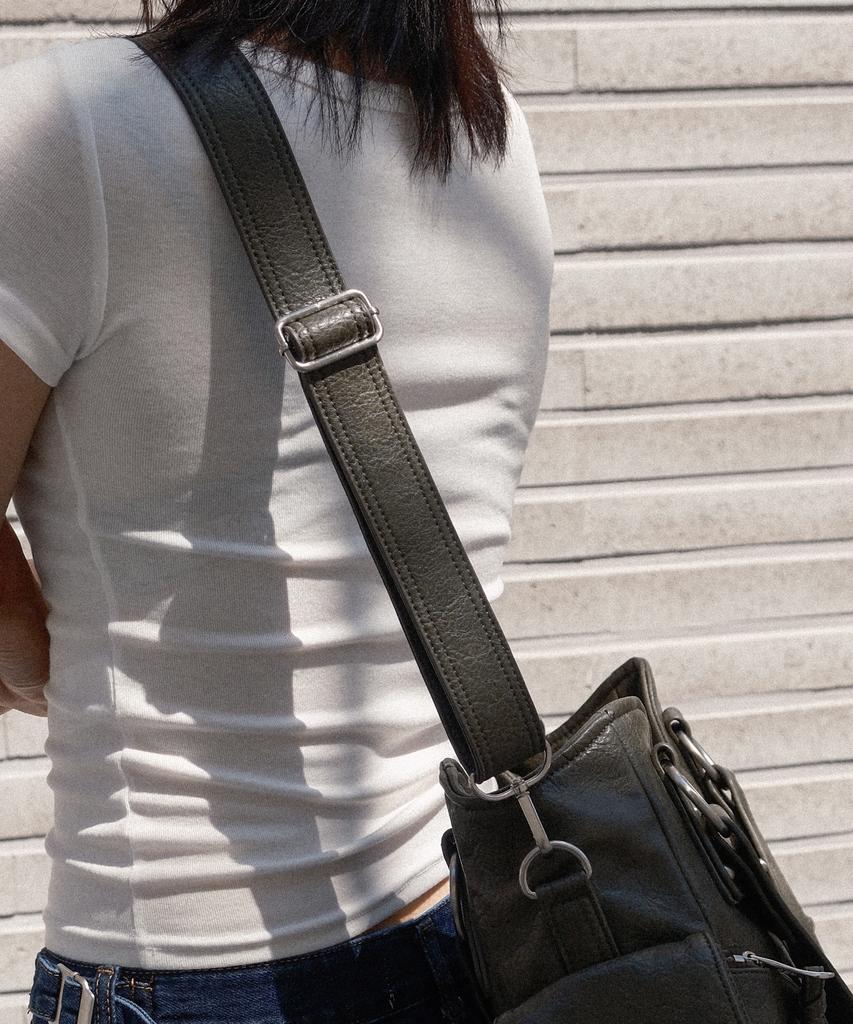 Iugamakaras Studded Leather Shoulder Bag (Khaki)