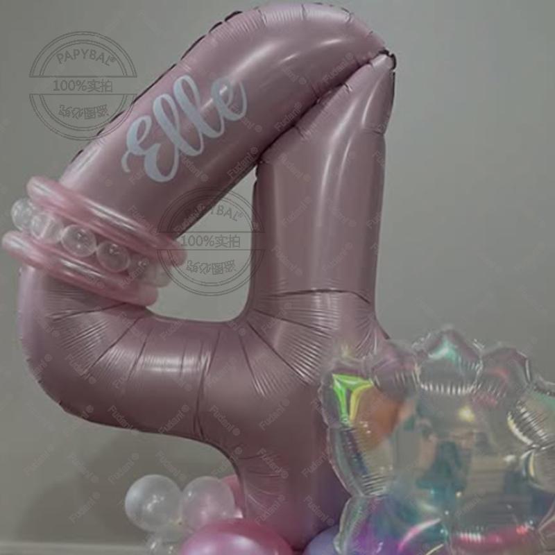 38PCS/SET Mermaid Shell Balloon Set With Aluminum Film Pink Digital 1-9 Birthday Party Family Decoration Shell Balloons