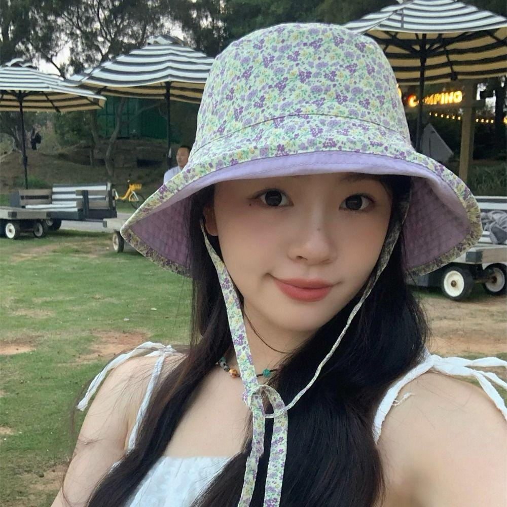 Двусторонняя летняя шляпа от солнца с цветочным принтом, женские кепки, модная шляпа рыбака, для путешествий на открытом воздухе