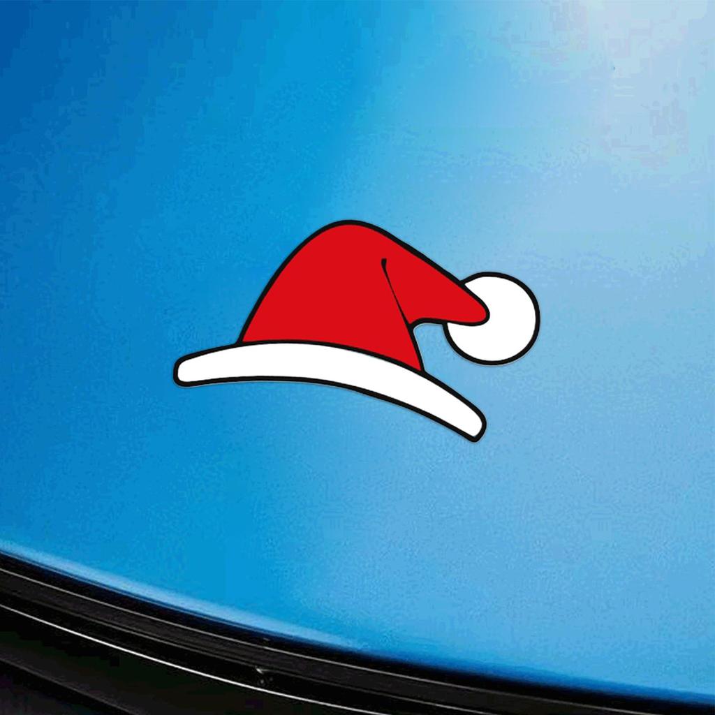 Для Tesla Model 3/y Рождественская наклейка на эмблему автомобиля Праздничная самоклеящаяся водостойкая наклейка в виде шапки Санты и рогов Праздничные принадлежности