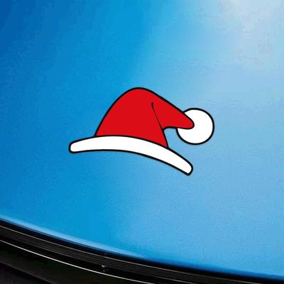 Для Tesla Model 3/y Рождественская наклейка на эмблему автомобиля Праздничная самоклеящаяся водостойкая наклейка в виде шапки Санты и рогов Праздничные принадлежности