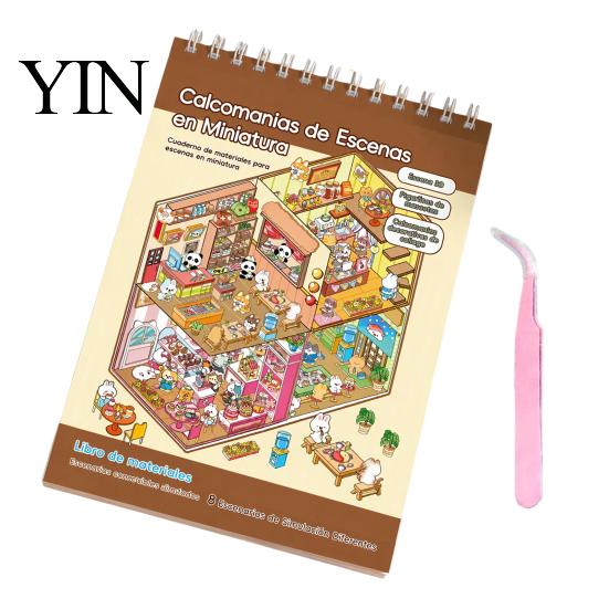 Educational Paper Crafts for Kids Spanish Miniature House Landscaping Stickers, Self-Adhesive DIY Scene Building Stickers Decals, Interactive Crafting