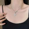Dark zircon cross beaded necklace for women, long summer style neck chain, trendy and versatile collar chain, Instagram style