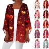 Women's Casual And Fashionable Valentine's Day  Printed Lightweight Mid Length Jacket Cardigan