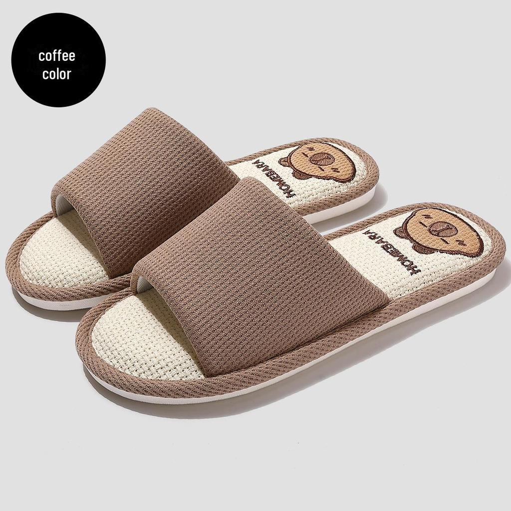 Туфли из льна и хлопка: Большие бесшумные домашние тапочки для женщин и мужчин на весну/осень
