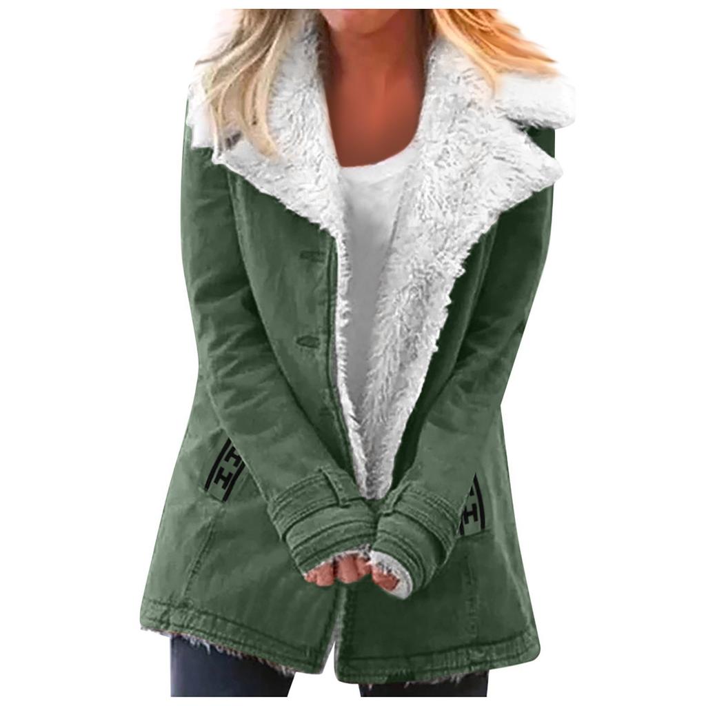Women's Casual Fashion Loose Solid Color Hat Plus Fleece Collar Pocket Jacket