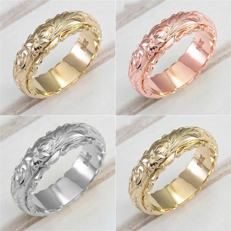 Кольцо с цветком розы, женское кольцо с покрытием, подвеска с резным орнаментом через границу, мизинец, новое золото 14 карат, Европа и Америка