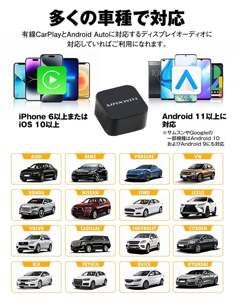MAXWIN Auto Wireless Mobile Plug Automatic USB Compatible with Many 2-in-1 CarPlay/Android Ultra-Compact Adapter, & Play, Connection, 5.2GHz Type-A,