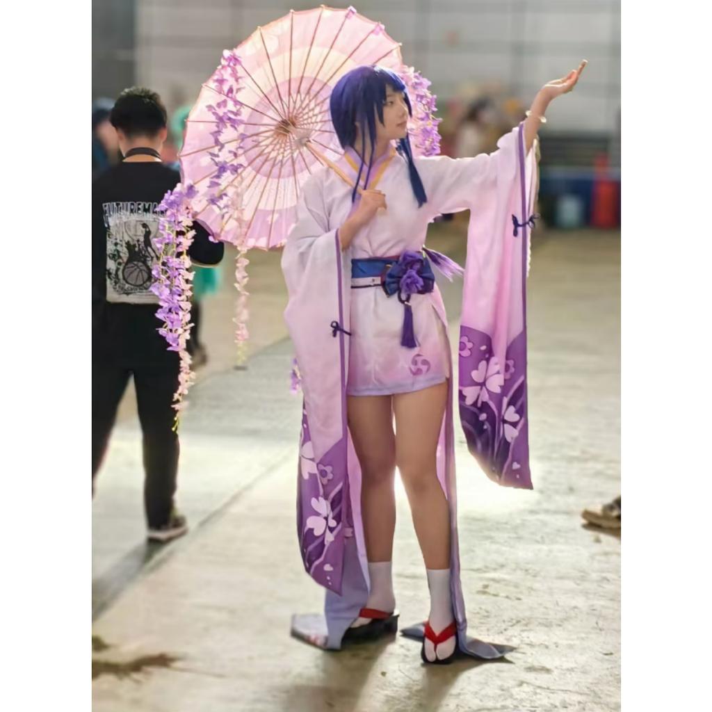 Genshin Impact Кос Костюм Бог Грома Баржен Громовой Генерал Теневой Воин Косплей Игра Анимация Кимоно Женский Тень КОС