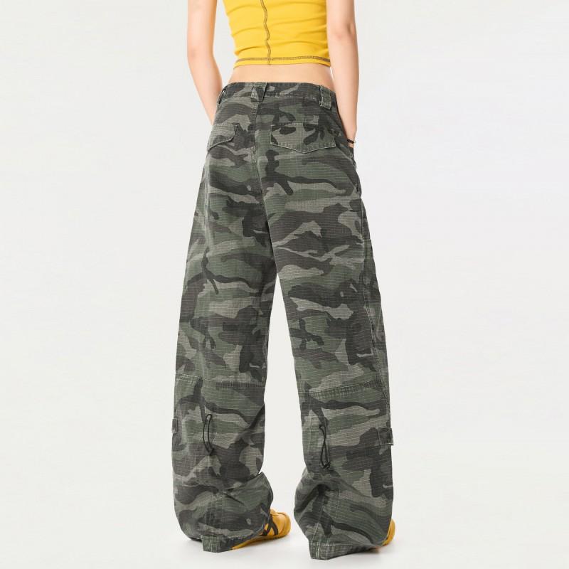 OREETA Tactical Style Camo Pants Unisex Loose Straight Leg Casual Trousers Teens