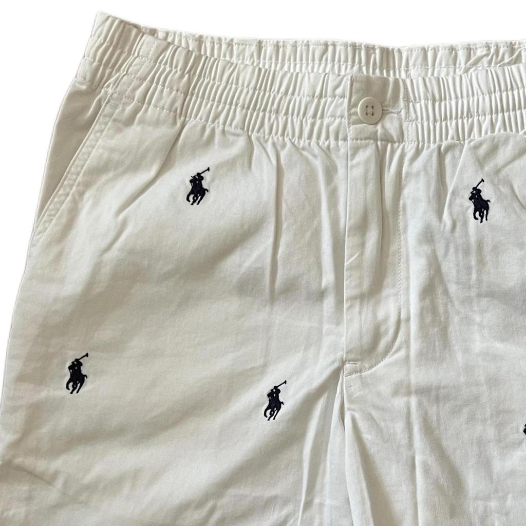 Polo Ralph Lauren SS24 Шорты с вышивкой пони со средней посадкой и прямым кроем Детские шорты Белый 323791759-001