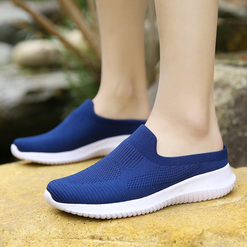 One Pedal Lazy Half Slippers Women's Summer Lightweight Mesh Foot Cover Women's Shoes Pregnant Women's Walking Shoes Old Beijing Cloth Shoes Women