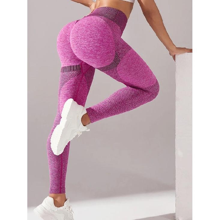 Women's Fashion Yoga Pants Solid Color Contrast Print Seamless High Waist Running Fitness Sports Leggings For Women