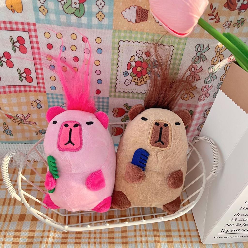 Плюшевый брелок с капибарой, милый кулон в виде сумки, креативный брелок с пушистыми животными, мягкая кукла, брелки, подарок на день рождения, автомобильный кулон, стол