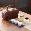 Ceramic Travel Tea Set with Leather Bag